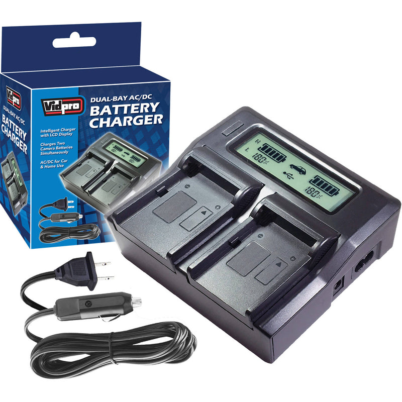 Vidpro Dual-Bay LCD AC/DC Battery Charger for Sony BP-U60/U90