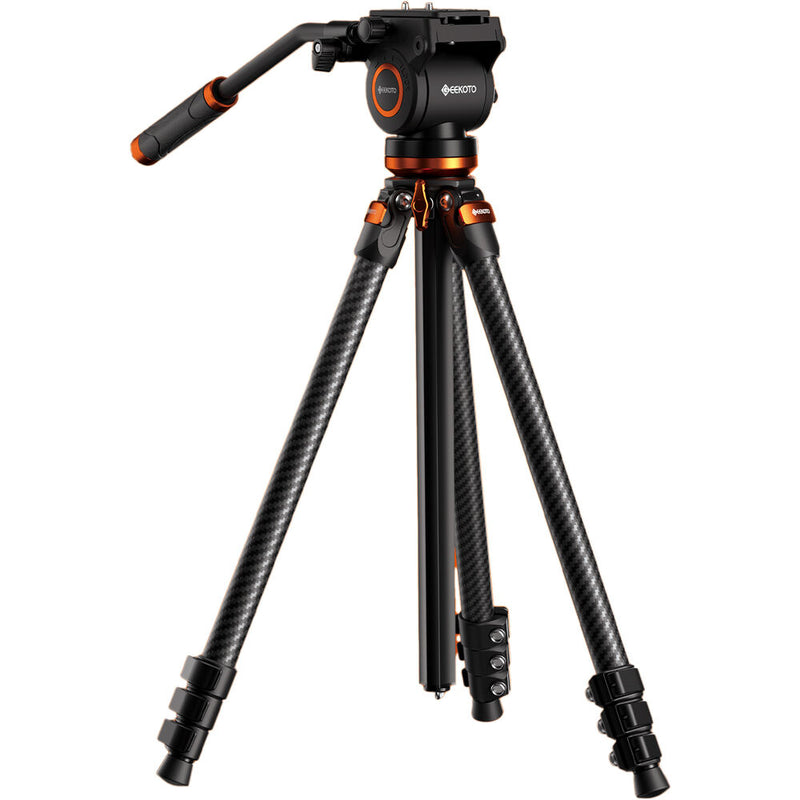 Geekoto MCTV 3K Professional DV Carbon Fiber Travel Tripod with Pro Max DV Head (21 to 64" Height)