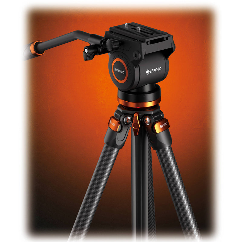 Geekoto MCTV 3K Professional DV Carbon Fiber Travel Tripod with Pro Max DV Head (21 to 64" Height)