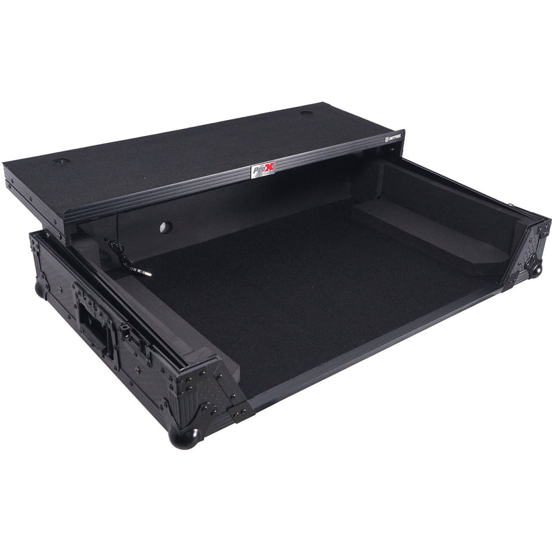 ProX ATA Flight-Style Road Case for RANE Four DJ Controller with Laptop Shelf with&nbsp;LED and Wheels (1 RU, Black)