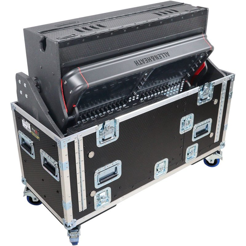 ProX ZCASE Flip-Ready Hydraulic Lift Console Case with 2 RU Rack for Allen and Heath Avantis