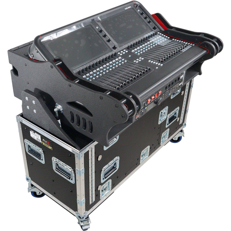 ProX ZCASE Flip-Ready Hydraulic Lift Console Case with 2 RU Rack for Allen and Heath Avantis