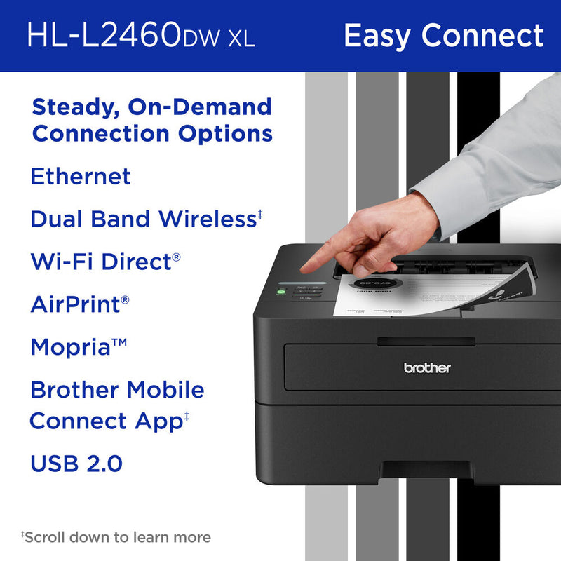 Brother HL-L2460DW XL Compact Monochrome Laser Printer (2-Pack Toner Kit, 4200 Pages)