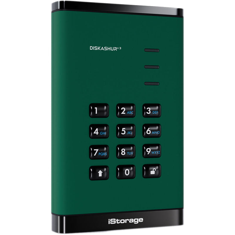 Istorage 2TB diskAshur3 USB 3.2 Gen 1 Encrypted Portable Hard Drive (Green)