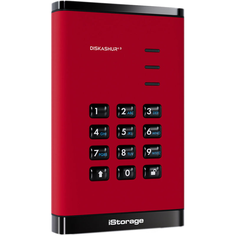 Istorage 4TB diskAshur3 USB 3.2 Gen 1 Encrypted Portable Hard Drive (Red)