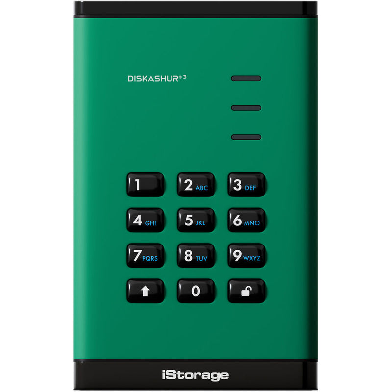 Istorage 2TB diskAshur3 USB 3.2 Gen 1 Encrypted Portable Hard Drive (Green)