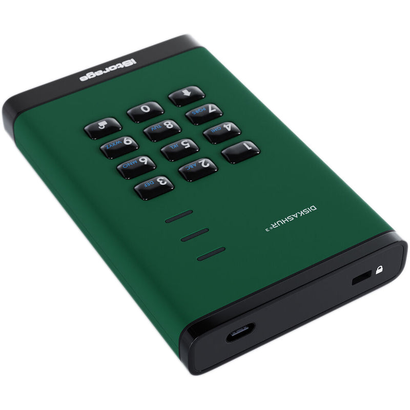 Istorage 2TB diskAshur3 USB 3.2 Gen 1 Encrypted Portable Hard Drive (Green)