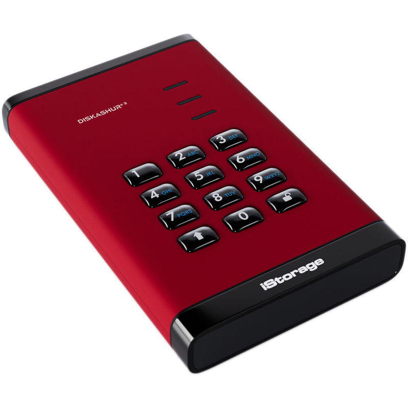 Istorage 4TB diskAshur3 USB 3.2 Gen 1 Encrypted Portable Hard Drive (Red)