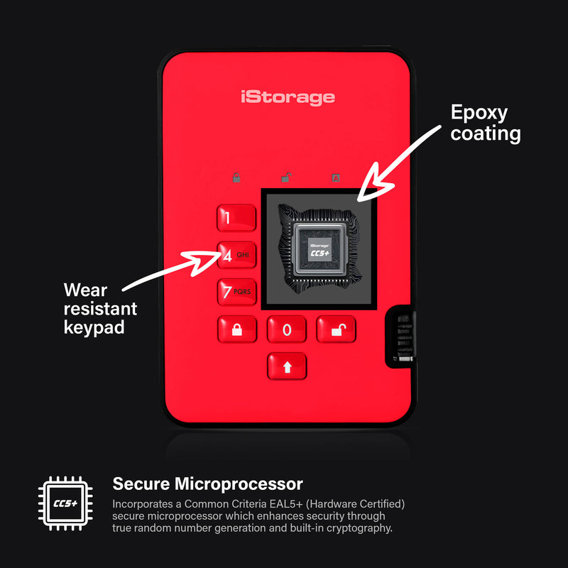 Istorage 512GB diskAshur3 USB 3.2 Gen 1 Encrypted Portable SSD (Red)