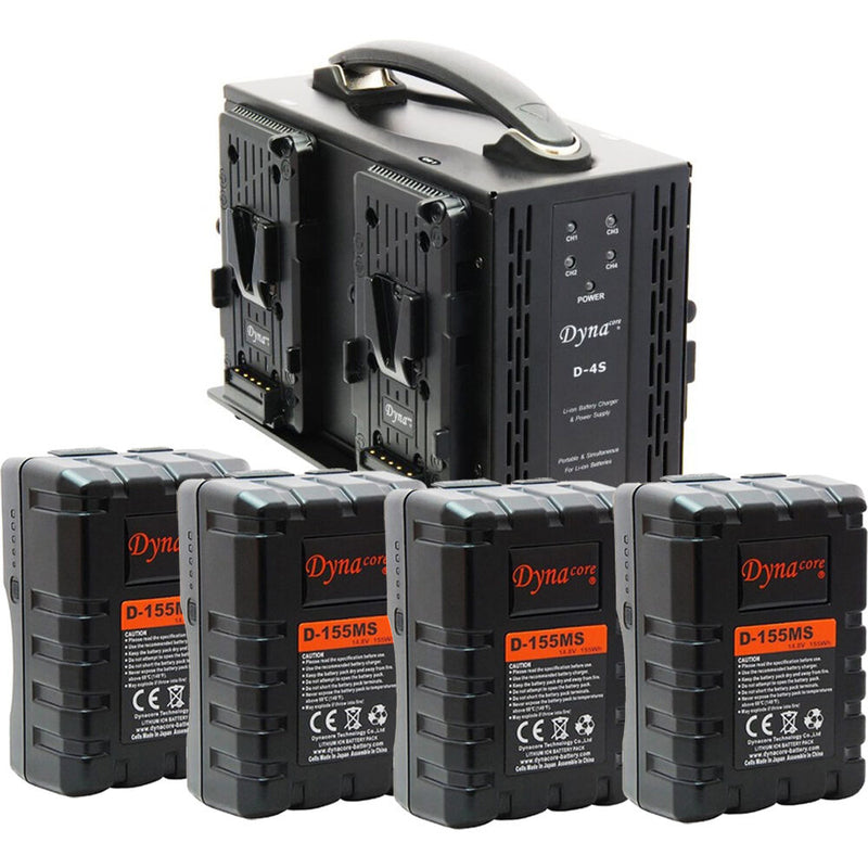 Dynacore Quad Charger with Four 155Wh Rugged Batteries Kit (V-Mount)