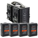 Dynacore DM-155S Mini V-Mount 4-Battery Kit with 4-Bay Charger (155Wh)