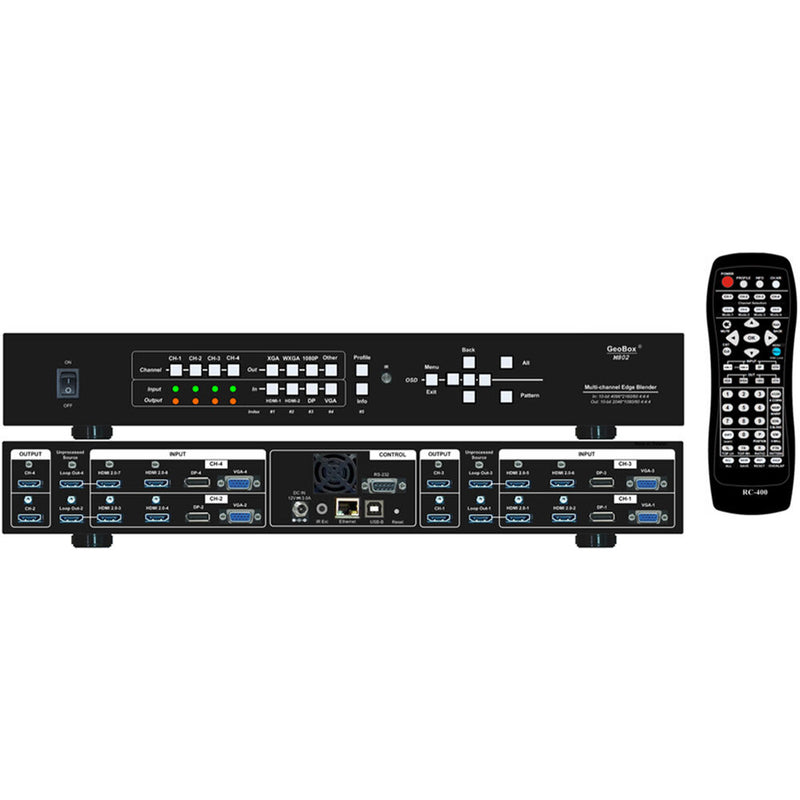 GeoBox M812 2-Channel 4K In / 2K Out Modular Edge Blending Processor