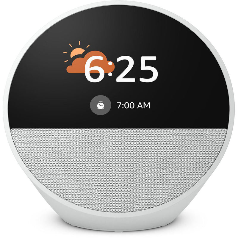 Amazon Echo Spot Smart Alarm Clock (2024 Edition, Glacier White)