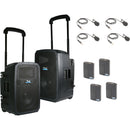 Anchor Audio Liberty 3 Pair Hub Connect Battery Powered PA System with 4 Wireless Beltpacks and 4 Lavalier Mics