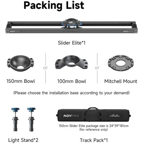 MOVMAX Slider Elite with 150mm Bowl Mount (35.4")