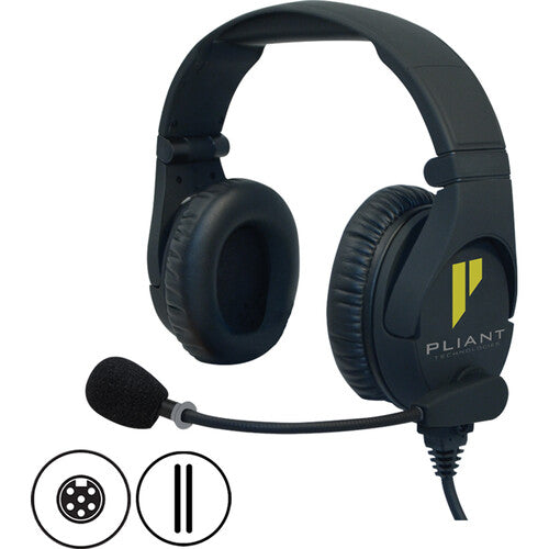 Pliant Technologies SmartBoom PRO Dual-Ear Electret Headset with 6-Pin Mini-XLR Female Connector