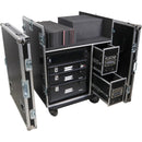 ProX BRANCO ATA Flight-Style FOH Mixing Console, 12 RU Rack, and Tables Case with Wheels