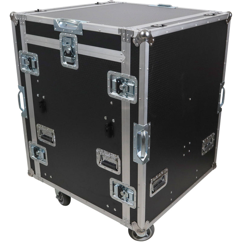 ProX BRANCO ATA Flight-Style FOH Mixing Console, 12 RU Rack, and Tables Case with Wheels