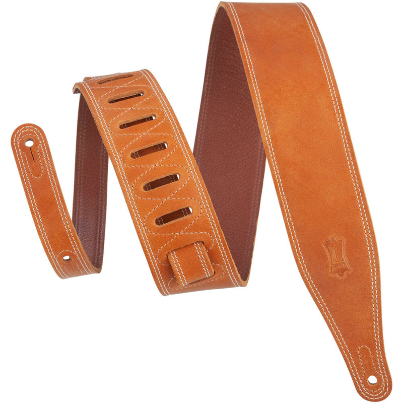 Levy's 2.5" Wide Garment Leather Guitar Strap (Tan)