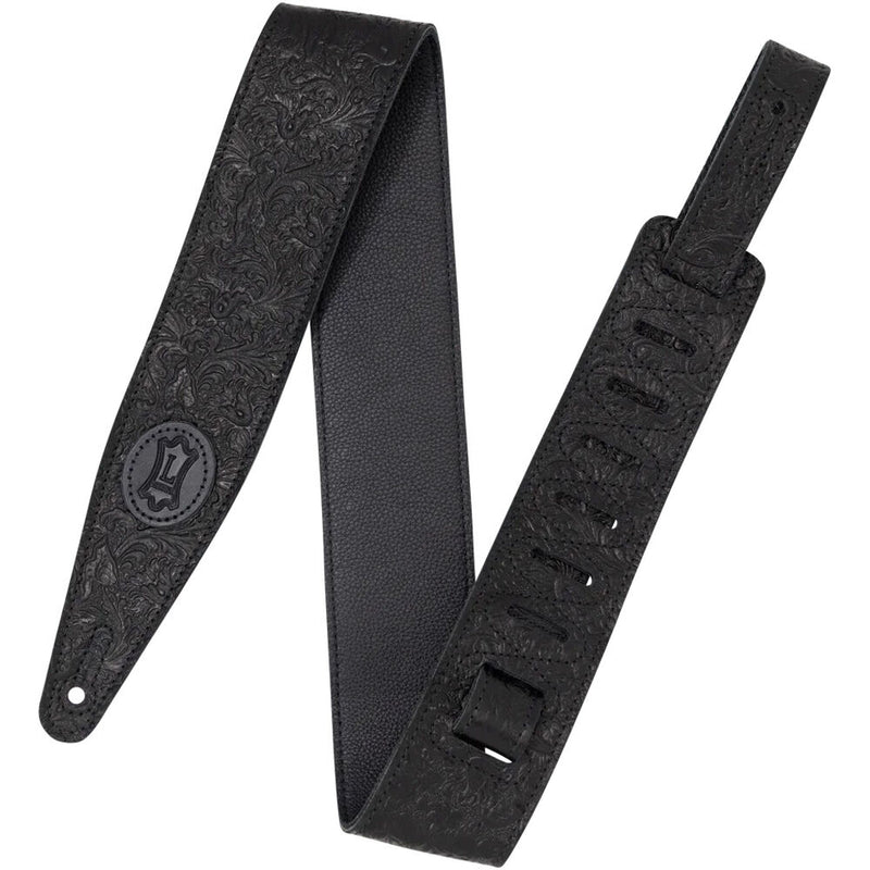 Levy's 2.5"Florentine Leather Guitar Strap (Black)