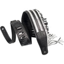 Levy's 2.5"Wide Harley Fringe Garment Leather Guitar Straps (Black/White)