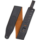 Levy's 3" Padded Garment Leather Guitar Strap (Black/Honey)