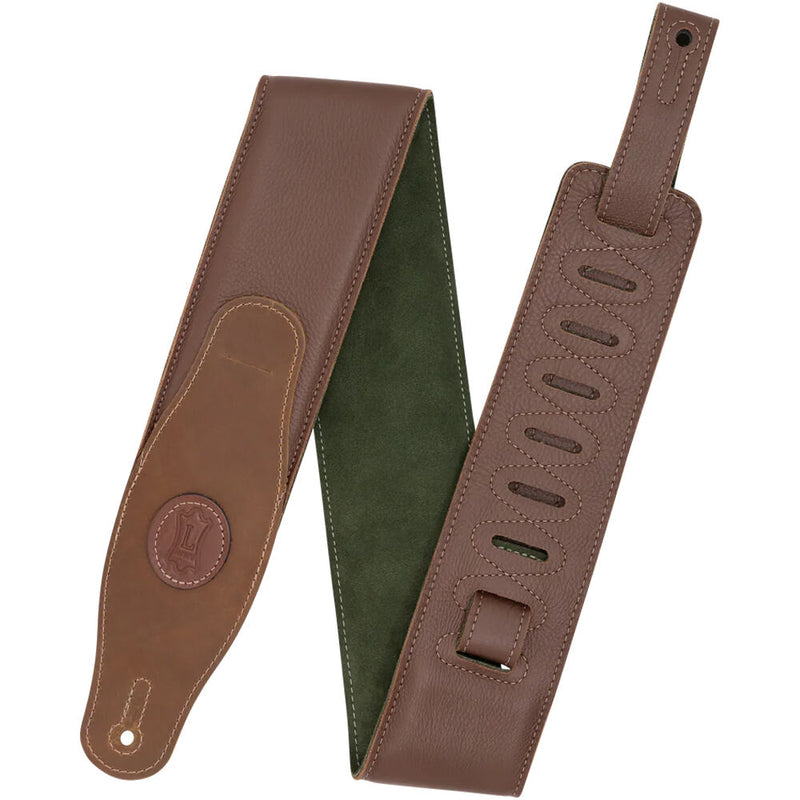 Levy's 3" Padded Garment Leather Guitar Strap (Brown/Green)