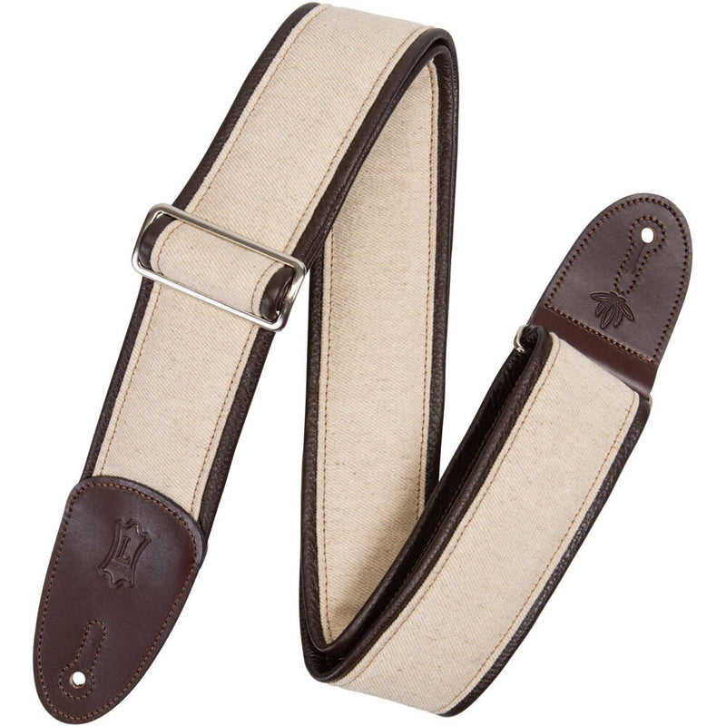 Levy's 2.5"Wide Hemp / Garment Leather Guitar Strap-60"(Dark Brown/Natural)