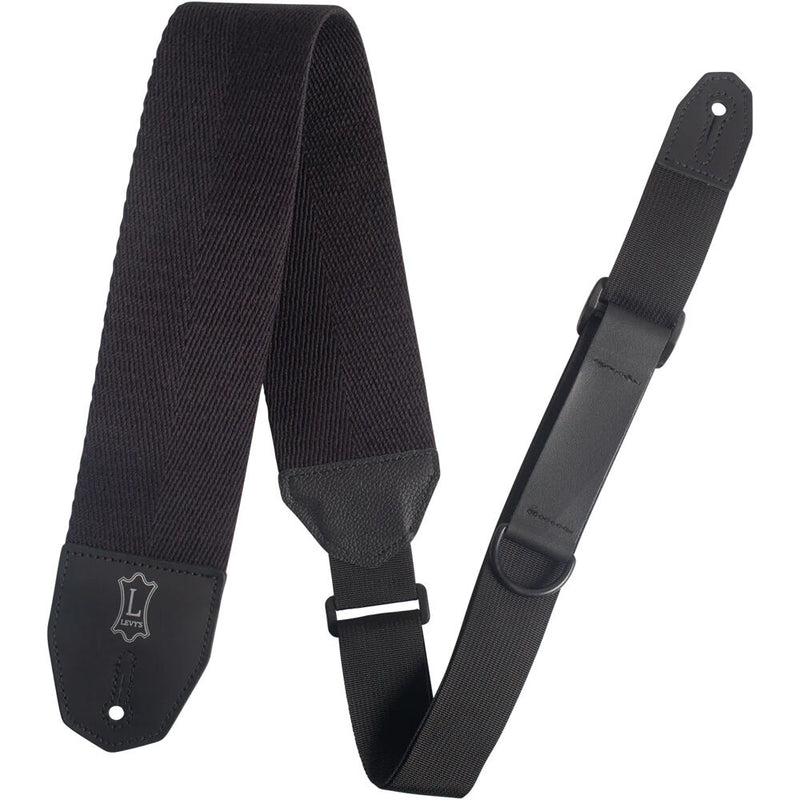 Levy's 3" Cotton Right Height Adjustable Guitar Strap (Black)