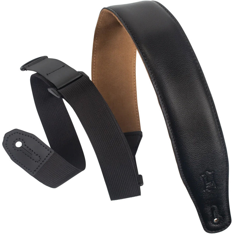 Levy's 2.5"Wide Garment Right Height Ripchord Guitar Strap (Black)