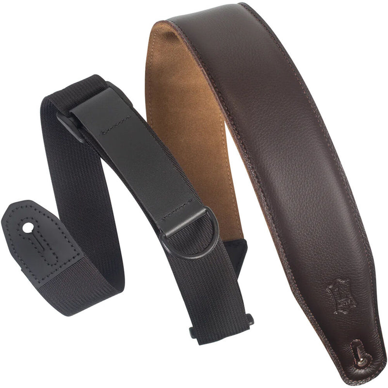 Levy's 2.5"Wide Garment Right Height Ripchord Guitar Strap (Dark Brown)