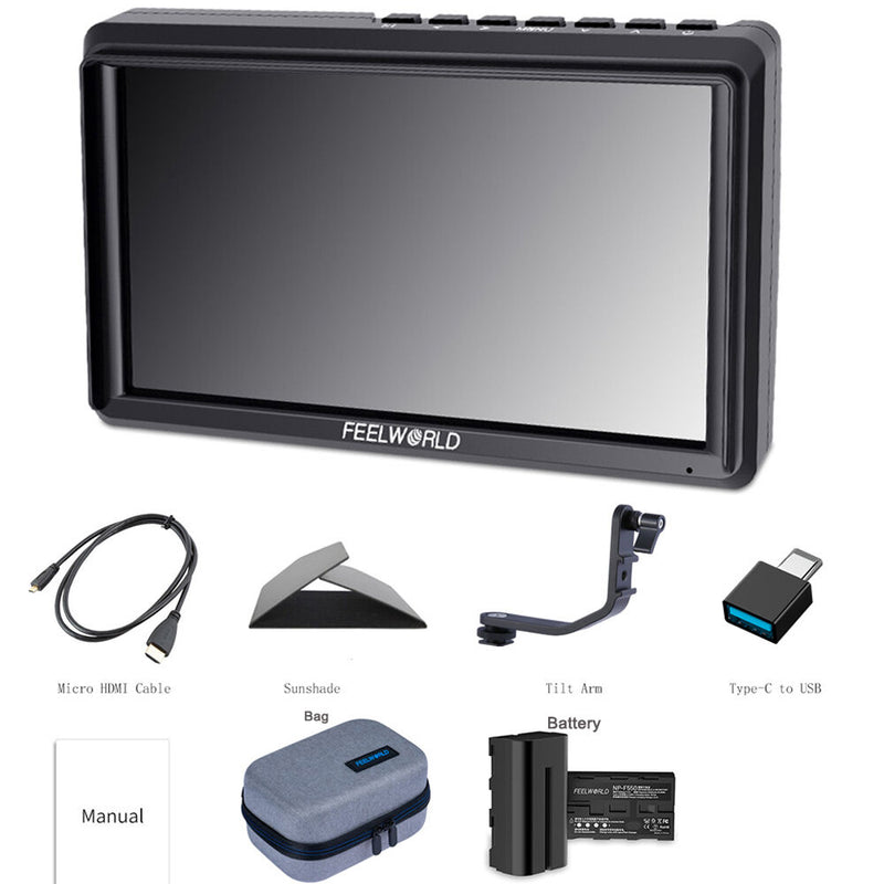 FeelWorld S55 V3 Monitor with ANP55 Battery and AMC5 Bag Kit