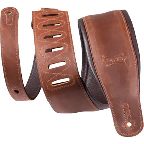 Levy's 3.25" Wide Butter Leather Guitar Strap (Brown)