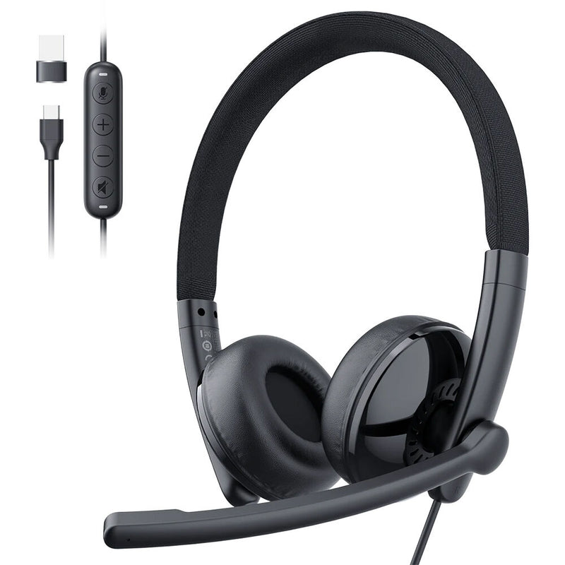 eMeet GeniusCall HS50 USB Headset with Microphone and In-Line Controls