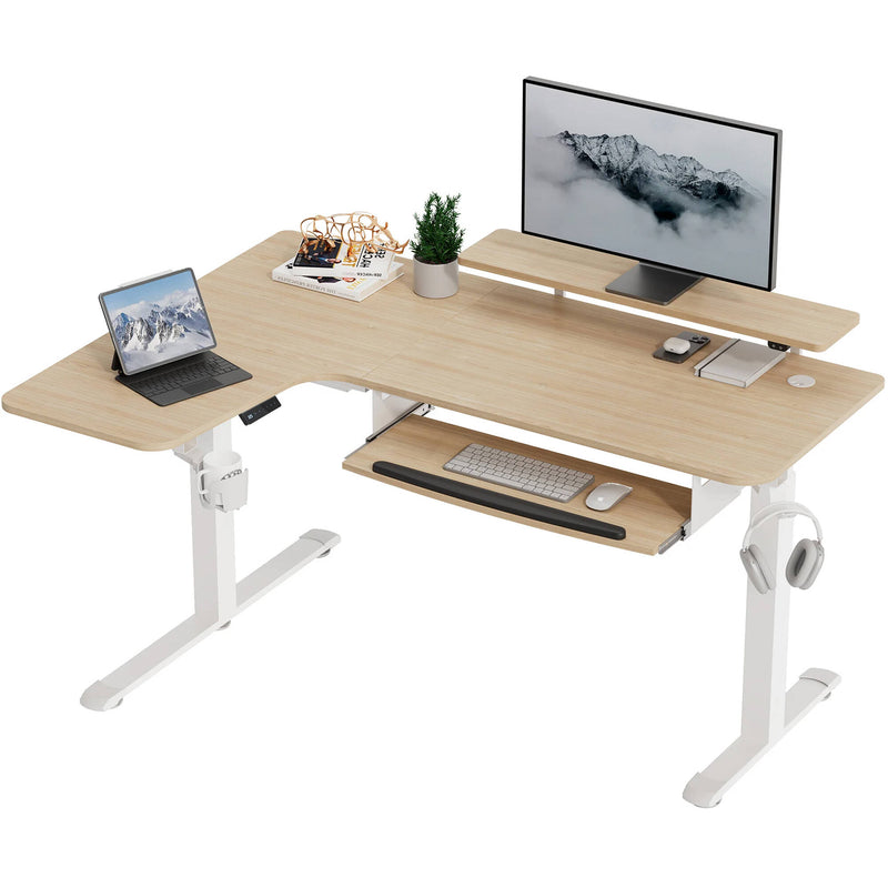 Eureka L-Shaped Standing Desk (Left, Oak)