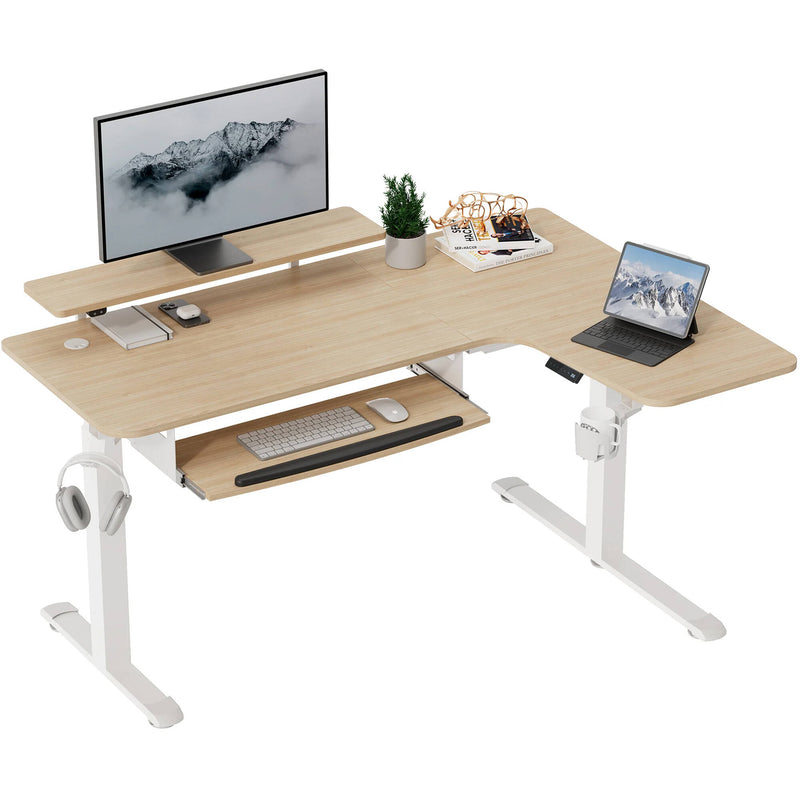 Eureka L-Shaped Standing Desk (Right, Oak)