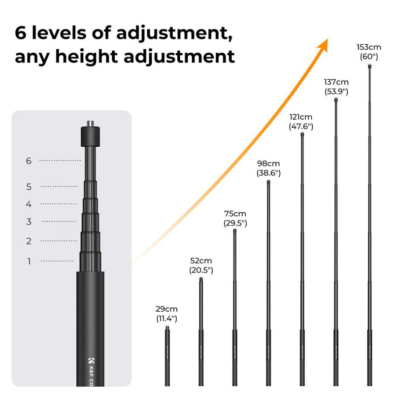 K&F Concept MS07 Invisible Selfie Stick (5')