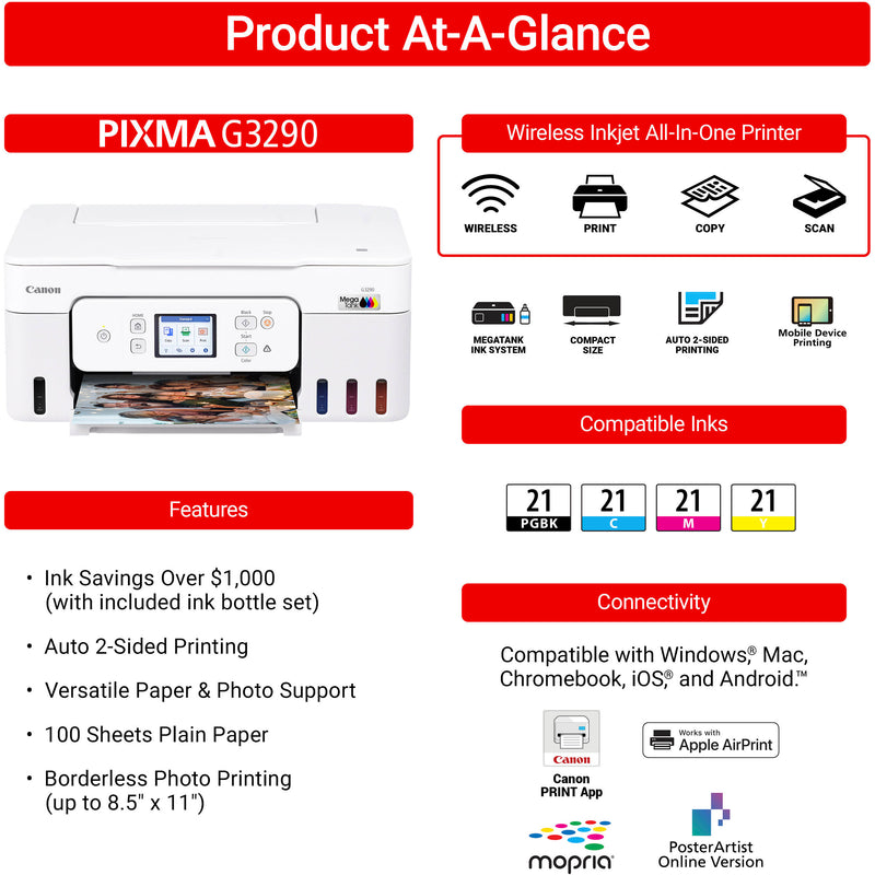 Canon PIXMA G3290 Wireless MegaTank All-in-One Printer