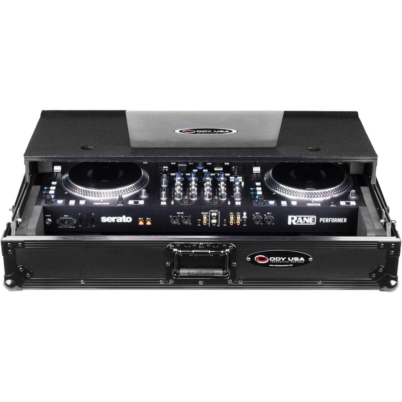 Odyssey Black Label Glide Style Flight Ready Case with Roller Wheels for RANE PERFORMER (All Black)