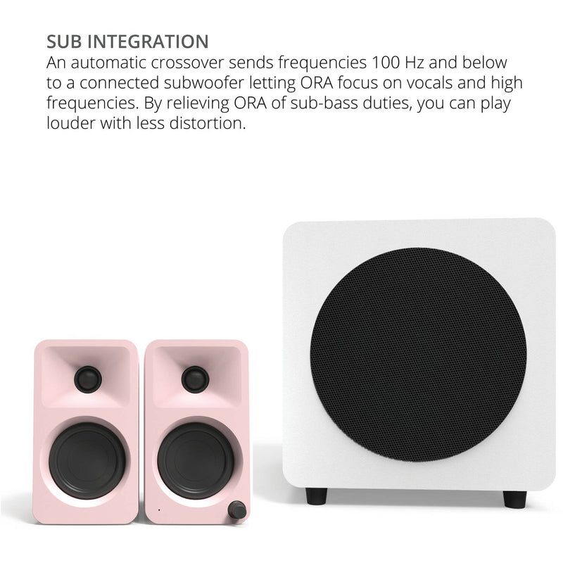 Kanto Living ORA 2-Way Active Wireless Reference Desktop Speakers (Matte Pink, Pair)