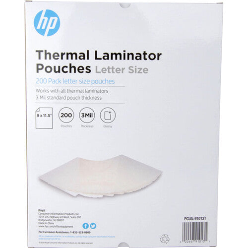 HP S200 200-Sheet Letter Size Laminator Pouches