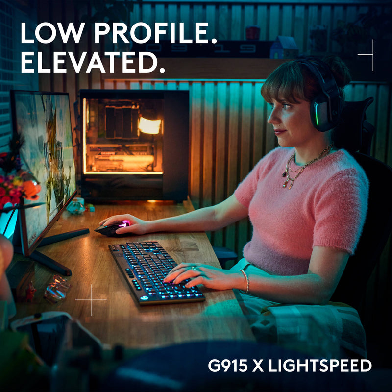 Logitech G G915 X LIGHTSPEED Low-Profile Wireless RGB Mechanical Gaming Keyboard (Carbon, GL Tactile)