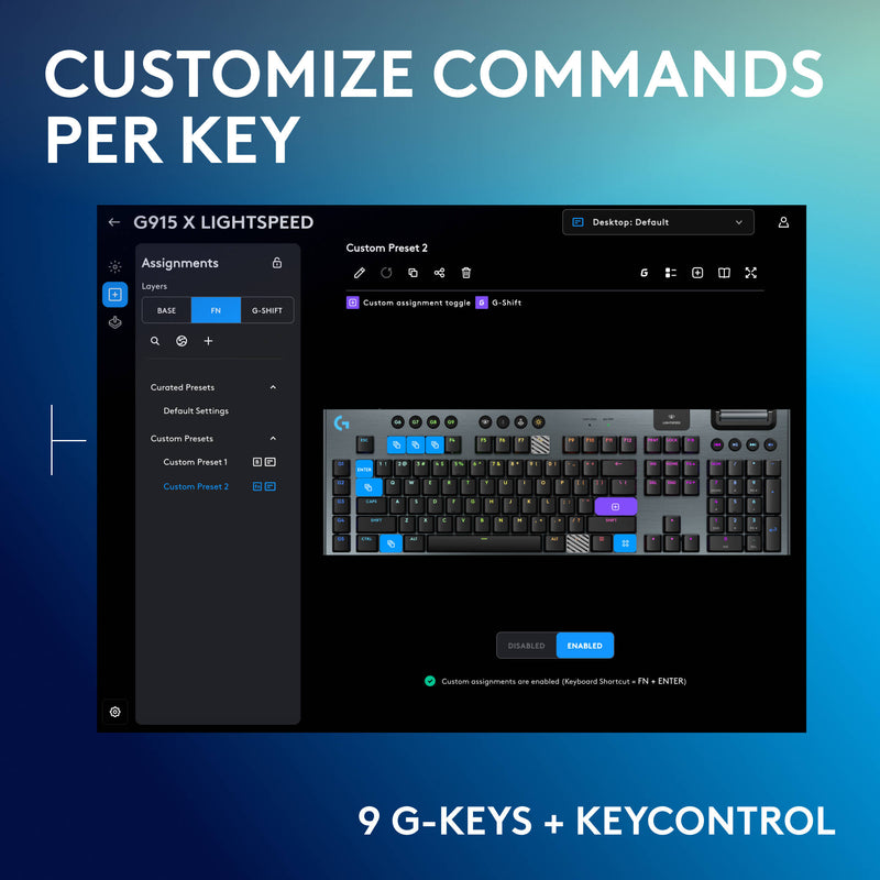 Logitech G G915 X LIGHTSPEED Low-Profile Wireless RGB Mechanical Gaming Keyboard (Carbon, GL Linear)