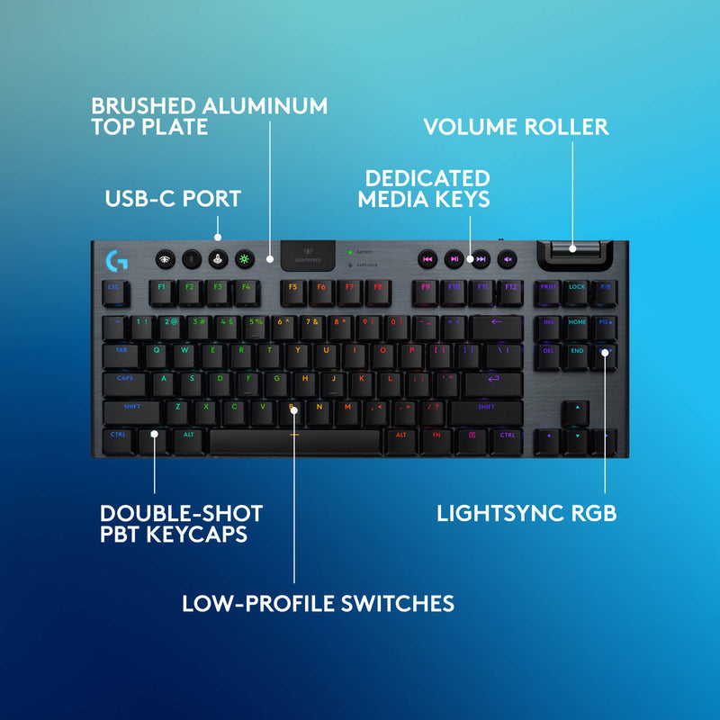 Logitech G G915 X LIGHTSPEED TKL LP Wireless RGB Mechanical Gaming Keyboard (Carbon, GL Tactile)