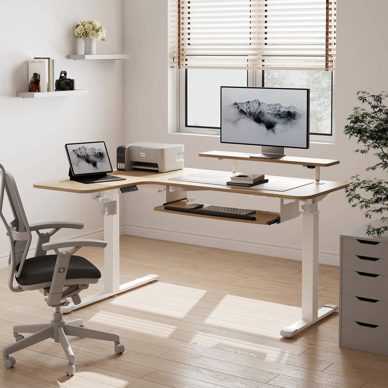 Eureka L-Shaped Standing Desk (Left, Oak)