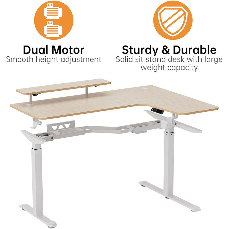 Eureka L-Shaped Standing Desk (Right, Oak)