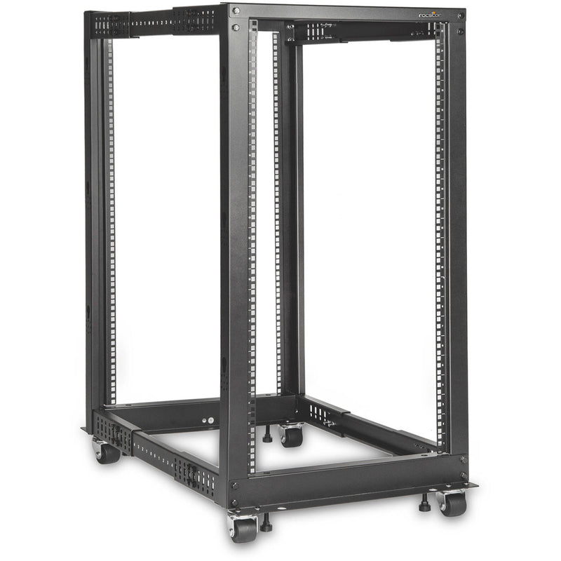 Rocstor SolidRack Open Frame 4-Post Adjustable Depth Rack (Black, 22 RU)