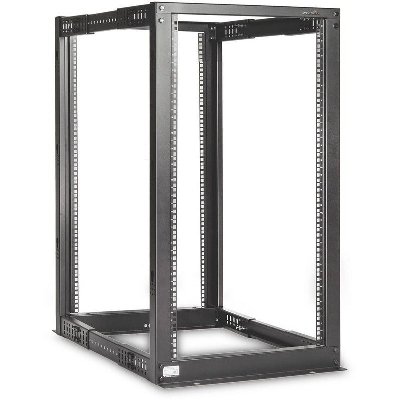 Rocstor SolidRack Open Frame 4-Post Adjustable Depth Rack (Black, 22 RU)