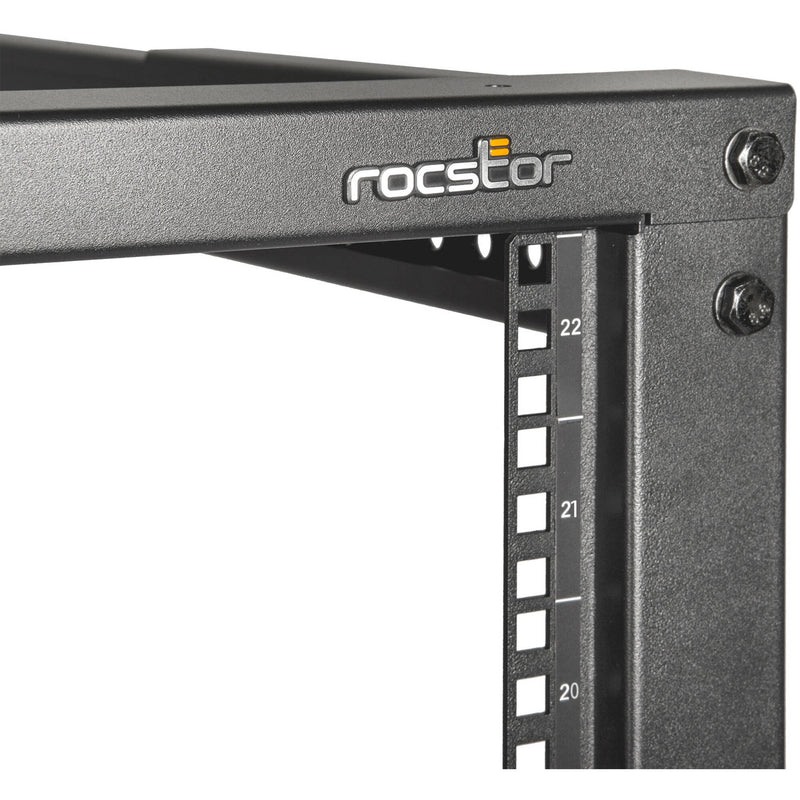 Rocstor SolidRack Open Frame 4-Post Adjustable Depth Rack (Black, 22 RU)