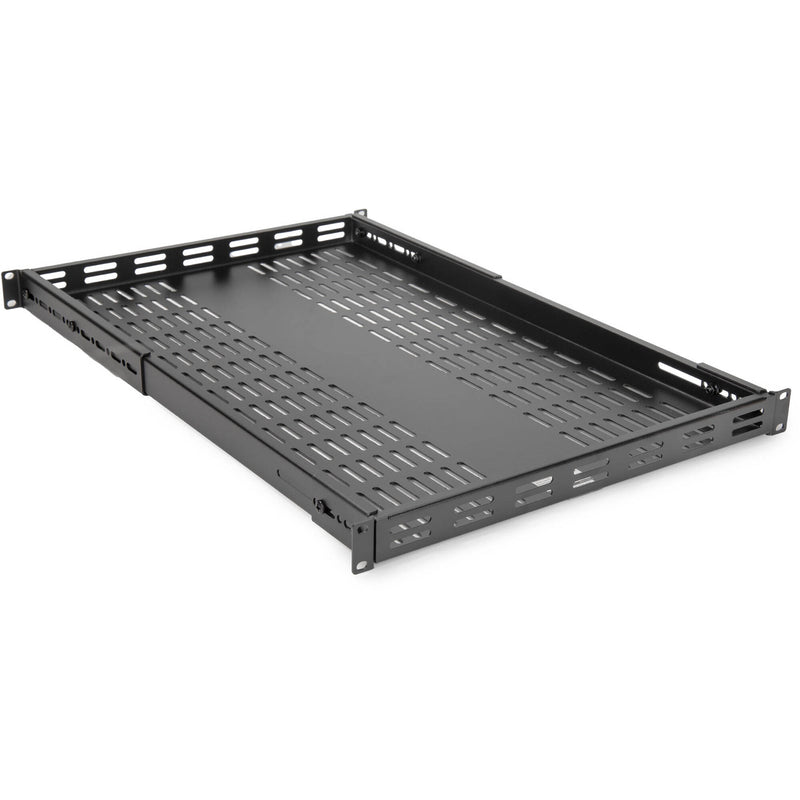 Rocstor Universal Adjustable Vented Mounting Depth Shelf (Black, 19", 1 RU )